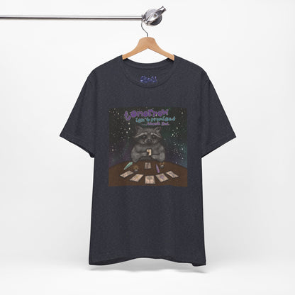 Cosmic Tarot Raccoon Tee - Whimsical Unisex T-Shirt, Trash Panda Gifts, Mystical Apparel, Quirky Casual Wear