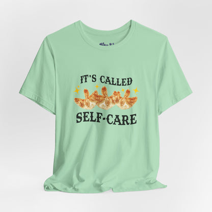 Crab Rangoon Self-Care Short Sleeve Tee, Unisex T-Shirt, Chinese Food Casual Wear, Gift for Foodie, Self Care Quotes, Quirky Motivational Apparel