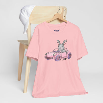 It's Britney Bitch, Cute Bunny in Pink Car Tee, 90s y2k Millennial Gift, Quirky Girly T-Shirt