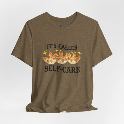 Crab Rangoon Self-Care Short Sleeve Tee, Unisex T-Shirt, Chinese Food Casual Wear, Gift for Foodie, Self Care Quotes, Quirky Motivational Apparel