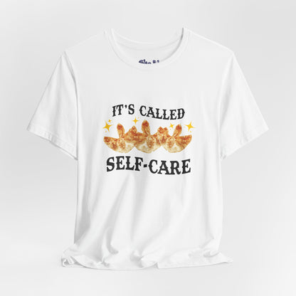 Crab Rangoon Self-Care Short Sleeve Tee, Unisex T-Shirt, Chinese Food Casual Wear, Gift for Foodie, Self Care Quotes, Quirky Motivational Apparel