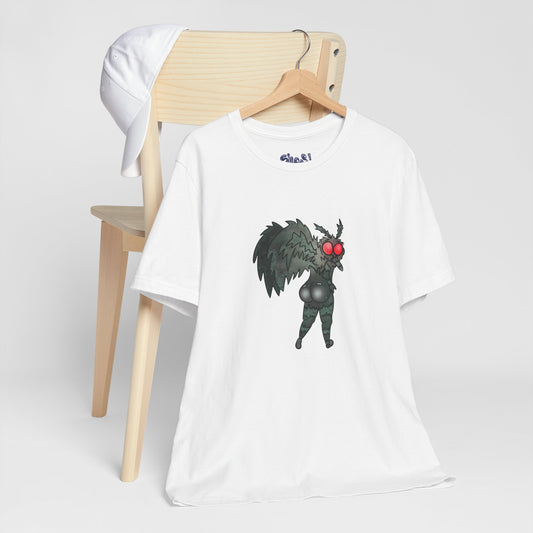 Sexy Mothman Whimsical Cryptid Short Sleeve Tee | Unique Graphic T-Shirt for Cryptid Fans, Horror Lovers, Folklore Shirt