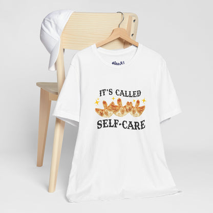 Crab Rangoon Self-Care Short Sleeve Tee, Unisex T-Shirt, Chinese Food Casual Wear, Gift for Foodie, Self Care Quotes, Quirky Motivational Apparel