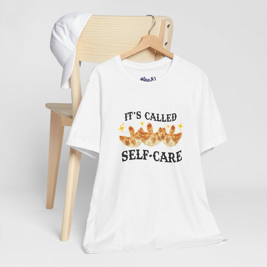 Crab Rangoon Self-Care Short Sleeve Tee, Unisex T-Shirt, Chinese Food Casual Wear, Gift for Foodie, Self Care Quotes, Quirky Motivational Apparel
