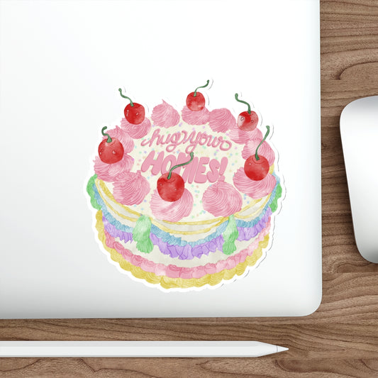 Hug Your Homies Cake Die-Cut Stickers, Mental Health, Positive Decor, Gift for Bakers, Friendship Laptop Decals