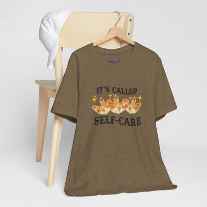 Crab Rangoon Self-Care Short Sleeve Tee, Unisex T-Shirt, Chinese Food Casual Wear, Gift for Foodie, Self Care Quotes, Quirky Motivational Apparel