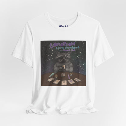 Cosmic Tarot Raccoon Tee - Whimsical Unisex T-Shirt, Trash Panda Gifts, Mystical Apparel, Quirky Casual Wear