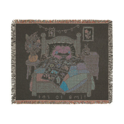 Cute Cozy Sleepy Frog 'Time to Rot' Woven Throw Blanket