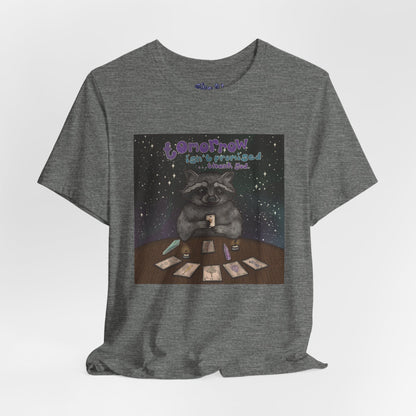 Cosmic Tarot Raccoon Tee - Whimsical Unisex T-Shirt, Trash Panda Gifts, Mystical Apparel, Quirky Casual Wear