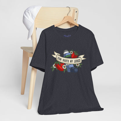 Fun Hurts My Lungs Asthma Awareness Tee, Unisex Jersey T-Shirt, Funny Asthma Shirt, Retro Tattoo Style Gift, Casual Everyday Wear