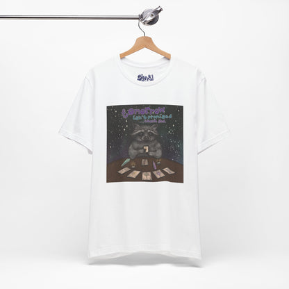 Cosmic Tarot Raccoon Tee - Whimsical Unisex T-Shirt, Trash Panda Gifts, Mystical Apparel, Quirky Casual Wear