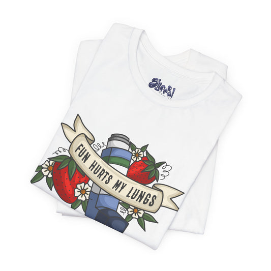 Fun Hurts My Lungs Asthma Awareness Tee, Unisex Jersey T-Shirt, Funny Asthma Shirt, Retro Tattoo Style Gift, Casual Everyday Wear
