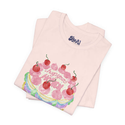 Hug Your Homies Cake Tee - Friendship T-Shirt, Mental Health Shirt, Gift for Teens, Baking Tee, Casual Wear