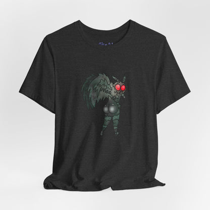 Sexy Mothman Whimsical Cryptid Short Sleeve Tee | Unique Graphic T-Shirt for Cryptid Fans, Horror Lovers, Folklore Shirt