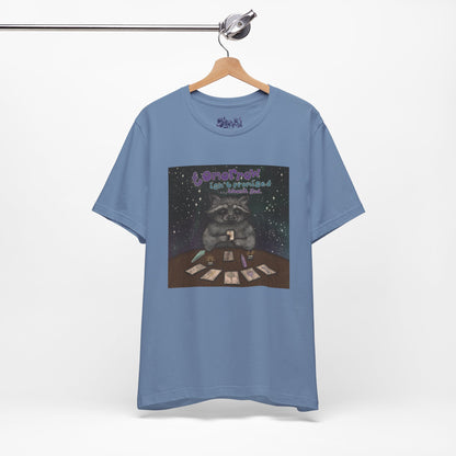 Cosmic Tarot Raccoon Tee - Whimsical Unisex T-Shirt, Trash Panda Gifts, Mystical Apparel, Quirky Casual Wear