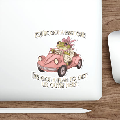 Cute Frog Waterproof Vinyl Die-Cut Stickers - 90s y2k Style, Fast Car, Perfect for Laptops, Water Bottles, Journals, Gifts