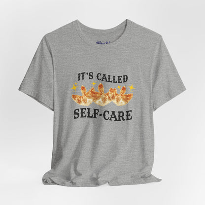 Crab Rangoon Self-Care Short Sleeve Tee, Unisex T-Shirt, Chinese Food Casual Wear, Gift for Foodie, Self Care Quotes, Quirky Motivational Apparel