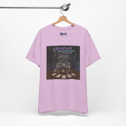 Cosmic Tarot Raccoon Tee - Whimsical Unisex T-Shirt, Trash Panda Gifts, Mystical Apparel, Quirky Casual Wear