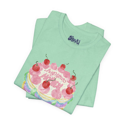 Hug Your Homies Cake Tee - Friendship T-Shirt, Mental Health Shirt, Gift for Teens, Baking Tee, Casual Wear