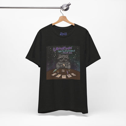 Cosmic Tarot Raccoon Tee - Whimsical Unisex T-Shirt, Trash Panda Gifts, Mystical Apparel, Quirky Casual Wear