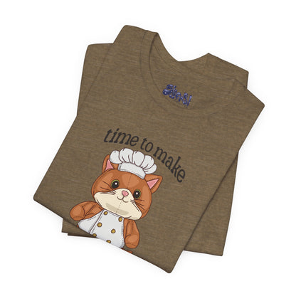 Cute Cat Chef Tee - "Time to Make the Biscuits" | Baking Shirt, Animal Lover Gift, Kitchen Humor, Cute Pet Apparel, Cat Lover Tee