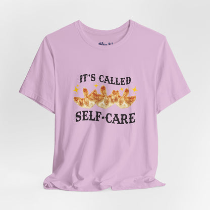 Crab Rangoon Self-Care Short Sleeve Tee, Unisex T-Shirt, Chinese Food Casual Wear, Gift for Foodie, Self Care Quotes, Quirky Motivational Apparel