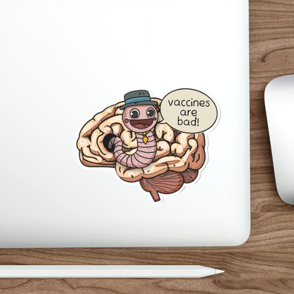 Brain Worm Guy Vaccines Bad Premium Waterproof Vinyl Die-Cut Stickers, RFK MAHA Laptop Decor, Quirky Gift Idea, Vaccine Humor Stickers