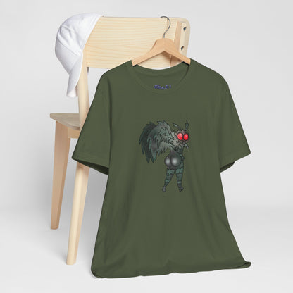Sexy Mothman Whimsical Cryptid Short Sleeve Tee | Unique Graphic T-Shirt for Cryptid Fans, Horror Lovers, Folklore Shirt
