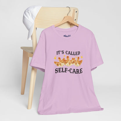 Crab Rangoon Self-Care Short Sleeve Tee, Unisex T-Shirt, Chinese Food Casual Wear, Gift for Foodie, Self Care Quotes, Quirky Motivational Apparel