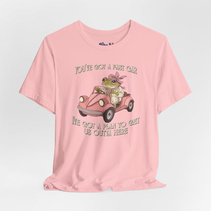 Cute Frog Graphic Tee, You've Got a Plan to Get Us Outta Here Shirt, Unisex T-Shirt, Fast Car, 90's Casual Wear, y2k