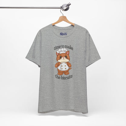 Cute Cat Chef Tee - "Time to Make the Biscuits" | Baking Shirt, Animal Lover Gift, Kitchen Humor, Cute Pet Apparel, Cat Lover Tee