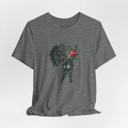 Sexy Mothman Whimsical Cryptid Short Sleeve Tee | Unique Graphic T-Shirt for Cryptid Fans, Horror Lovers, Folklore Shirt