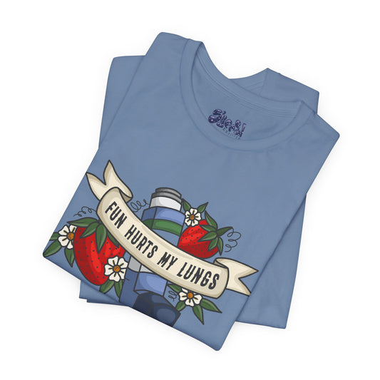 Fun Hurts My Lungs Asthma Awareness Tee, Unisex Jersey T-Shirt, Funny Asthma Shirt, Retro Tattoo Style Gift, Casual Everyday Wear