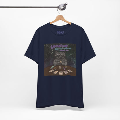 Cosmic Tarot Raccoon Tee - Whimsical Unisex T-Shirt, Trash Panda Gifts, Mystical Apparel, Quirky Casual Wear