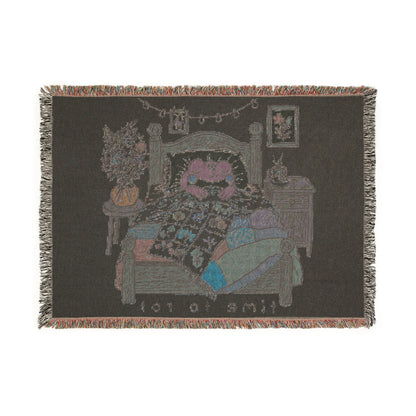 Cute Cozy Sleepy Frog 'Time to Rot' Woven Throw Blanket